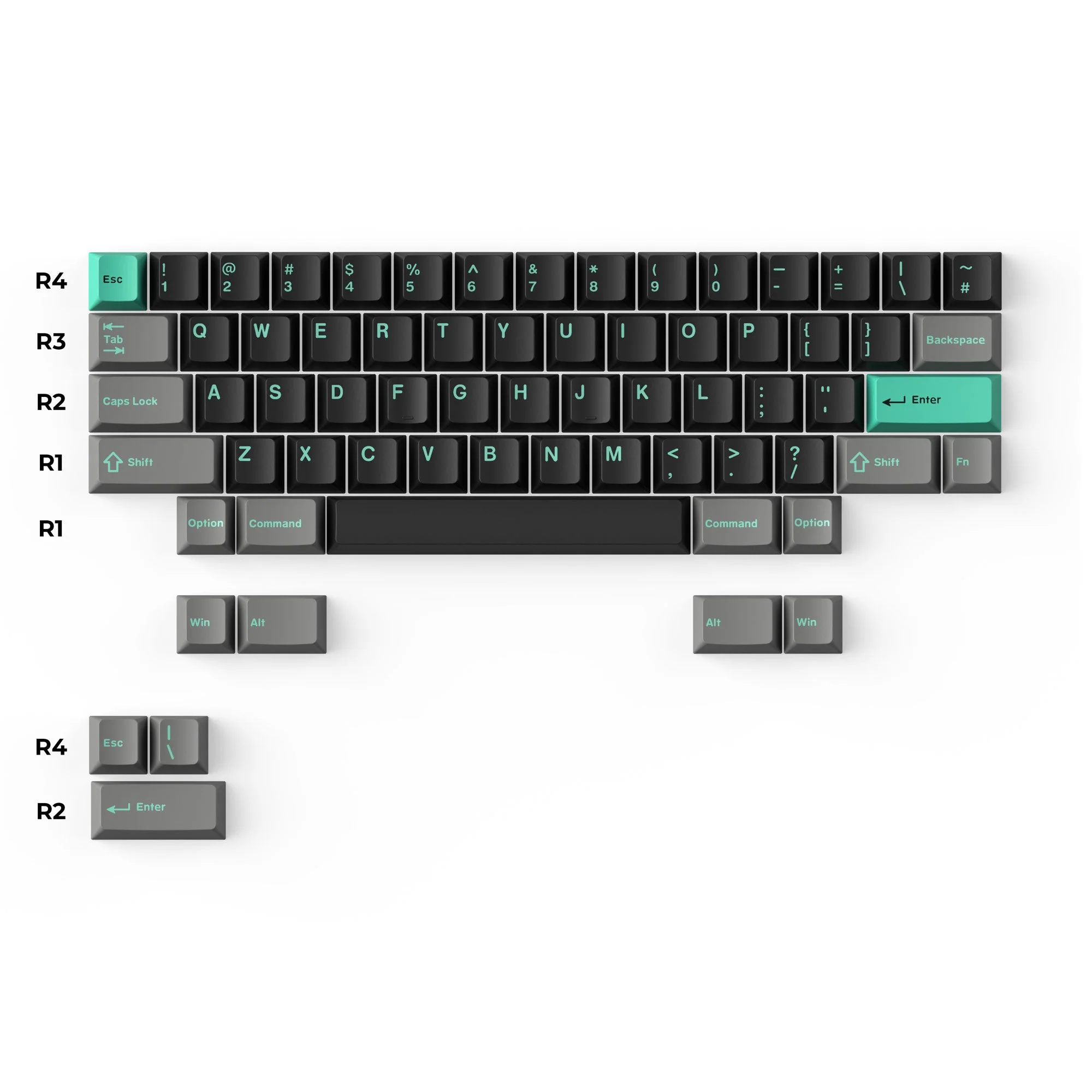 Cherry Profile Double - Shot PBT Full Set Keycaps - Hacker Mint - Image 3