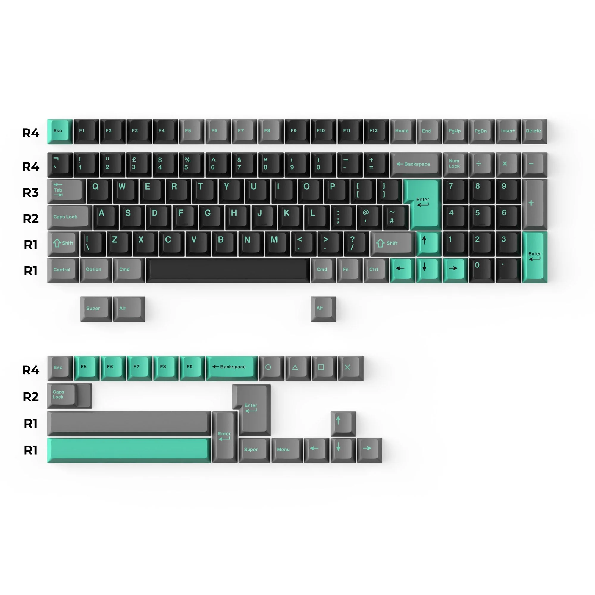 Cherry Profile Double - Shot PBT Full Set Keycaps - Hacker Mint - Image 5