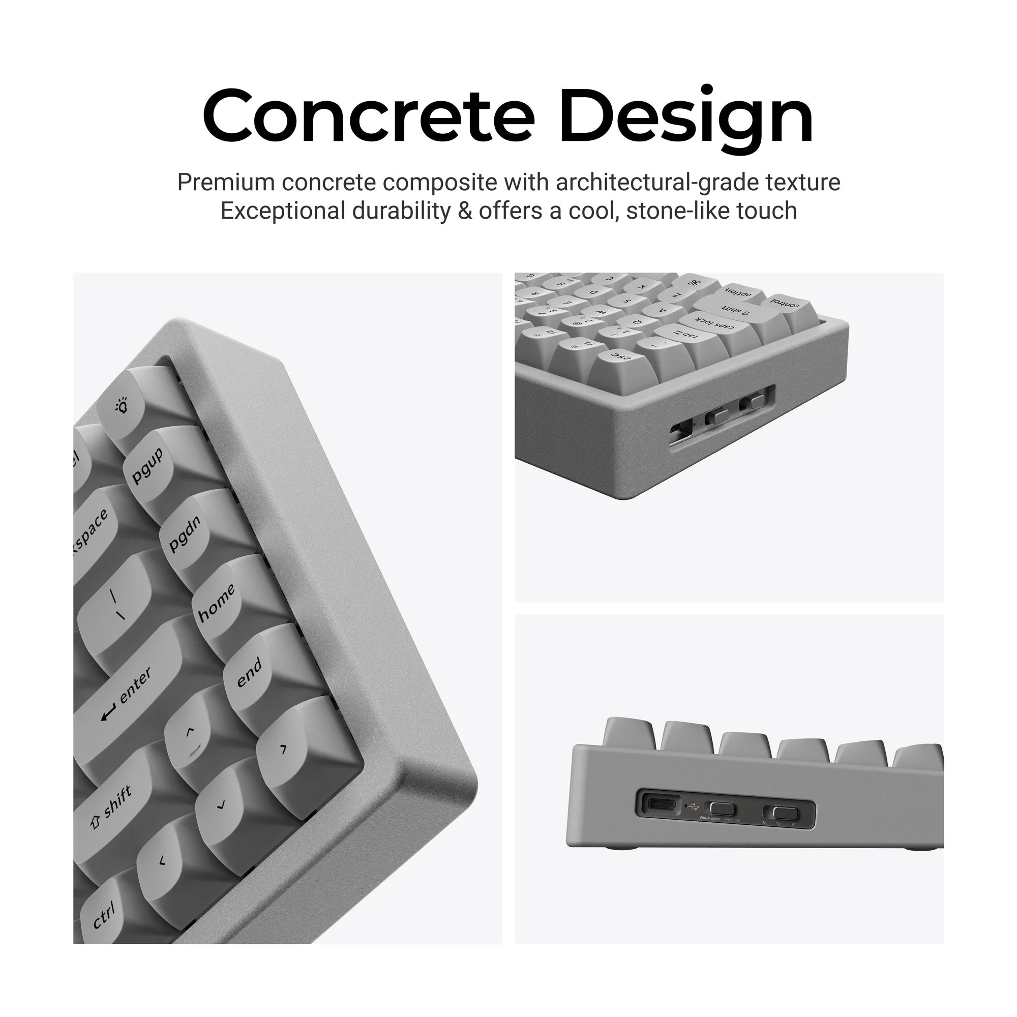 Keychron K2 HE Wireless Magnetic Switch Custom Keyboard - Concrete Edition - Image 5